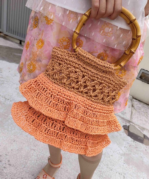 Casselini（キャセリーニ）の「Casselini(キャセリーニ)ペーパーバンブーバッグ（ハンドバッグ・レディース・オレンジ/ベージュ/ブラック・FREE）」の21枚目の写真