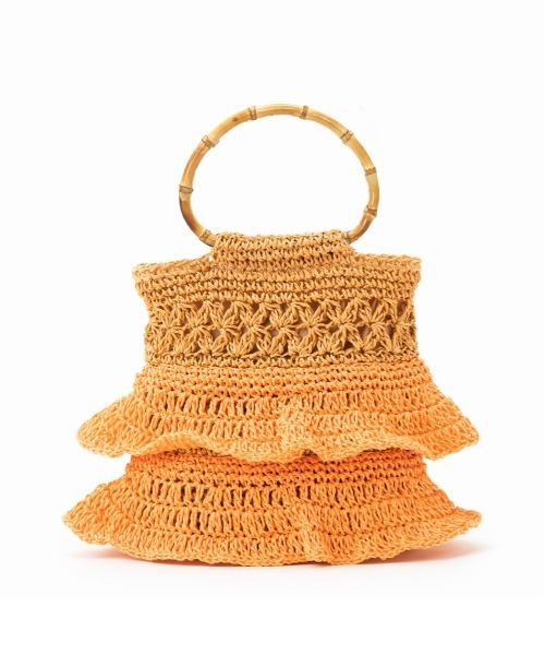 Casselini（キャセリーニ）の「Casselini(キャセリーニ)ペーパーバンブーバッグ（ハンドバッグ・レディース・オレンジ/ベージュ/ブラック・FREE）」の6枚目の写真