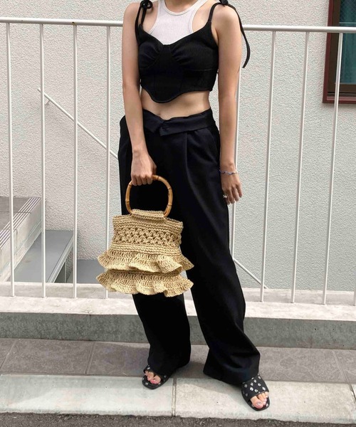 Casselini（キャセリーニ）の「Casselini(キャセリーニ)ペーパーバンブーバッグ（ハンドバッグ・レディース・オレンジ/ベージュ/ブラック・FREE）」の14枚目の写真