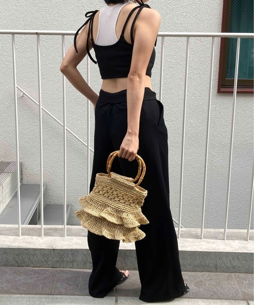 Casselini（キャセリーニ）の「Casselini(キャセリーニ)ペーパーバンブーバッグ（ハンドバッグ・レディース・オレンジ/ベージュ/ブラック・FREE）」の15枚目の写真