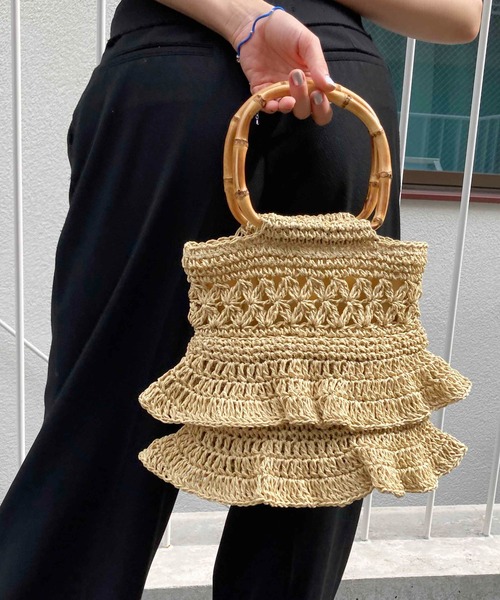 Casselini（キャセリーニ）の「Casselini(キャセリーニ)ペーパーバンブーバッグ（ハンドバッグ・レディース・オレンジ/ベージュ/ブラック・FREE）」の16枚目の写真