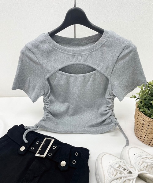胸開きｻｲﾄﾞｼｬｰﾘﾝｸﾞTｼｬﾂ（Tシャツ/カットソー）｜SPIGA（スピーガ