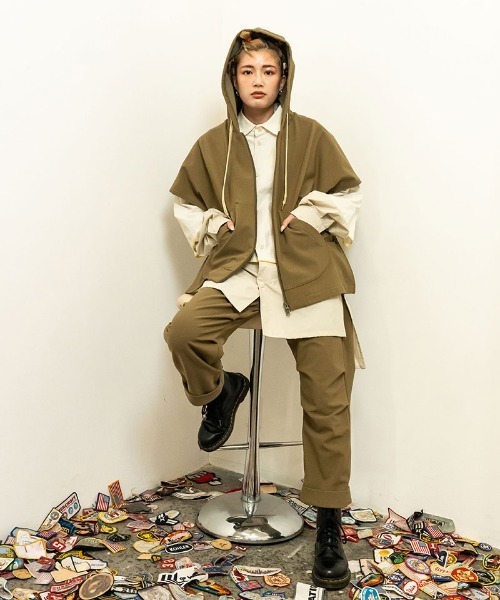 masterkey(マスターキー)の「mcg3265-COMFORT-HOODIE フーディーポンチョ(カーディガン/ボレロ・メンズ・サンドベージュ/ブラウン/ブラック・FREE)」の20枚目の写真