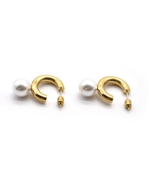 LHME（エルエイチエムイー）の「LHME チャンキーパールフープピアス/サージカルステンレス316L（金属アレルギー対応）（ピアス（両耳用）・レディース・シルバー/ゴールド・ONE SIZE）」の10枚目の写真