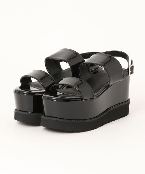 Mafmof(マフモフ)の「Mafmof(マフモフ)9.5cmヒール厚底ウエッジダブルベルトサンダル(サンダル・レディース・ホワイト/ブラック/ブラウン/シルバー・L/LL/S/M)」の3枚目の写真