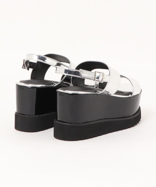 Mafmof(マフモフ)の「Mafmof(マフモフ)9.5cmヒール厚底ウエッジダブルベルトサンダル(サンダル・レディース・ホワイト/ブラック/ブラウン/シルバー・L/LL/S/M)」の6枚目の写真