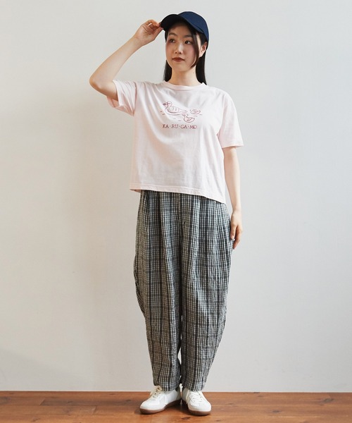 bulle de savon（ビュルデサボン）の「Linen check tuck pants