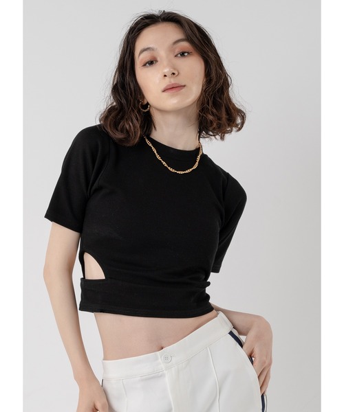 Adoon plain(アドーンプレーン)の「ウエストカットトップス(Tシャツ/カットソー・レディース・ライトグリーン/ホワイト/ライトブルー/ブラック・FREE)」の3枚目の写真