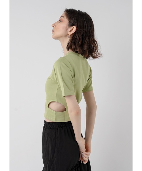 Adoon plain(アドーンプレーン)の「ウエストカットトップス(Tシャツ/カットソー・レディース・ライトグリーン/ホワイト/ライトブルー/ブラック・FREE)」の10枚目の写真