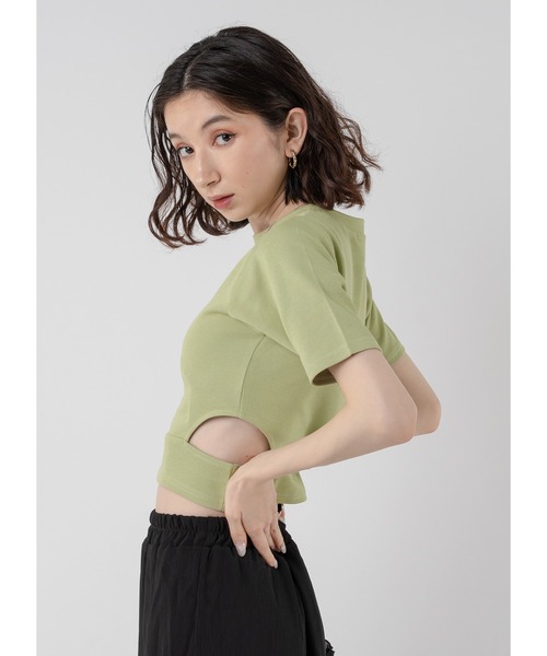 Adoon plain(アドーンプレーン)の「ウエストカットトップス(Tシャツ/カットソー・レディース・ライトグリーン/ホワイト/ライトブルー/ブラック・FREE)」の8枚目の写真