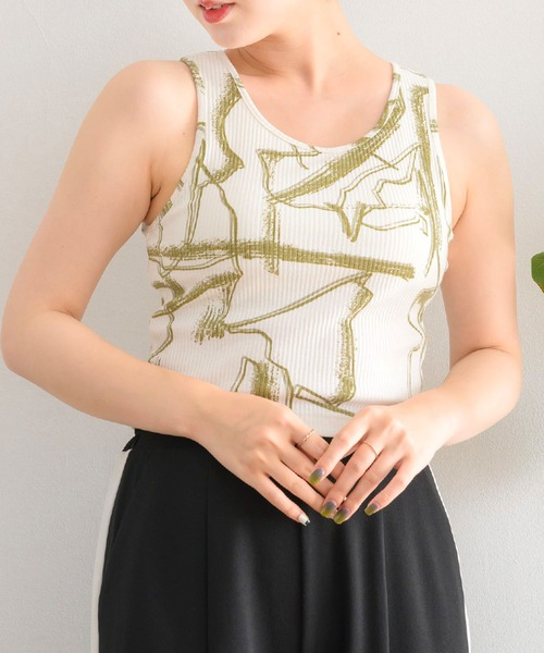 RETRO GIRL(レトロガール)の「柄テレコカップ付タンク(Tシャツ/カットソー・レディース・ブラウン系その他/ブルー系その他/グリーン系その他・FREE)」の2枚目の写真