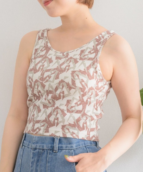 RETRO GIRL(レトロガール)の「柄テレコカップ付タンク(Tシャツ/カットソー・レディース・ブラウン系その他/ブルー系その他/グリーン系その他・FREE)」の9枚目の写真