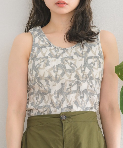 RETRO GIRL(レトロガール)の「柄テレコカップ付タンク(Tシャツ/カットソー・レディース・ブラウン系その他/ブルー系その他/グリーン系その他・FREE)」の16枚目の写真