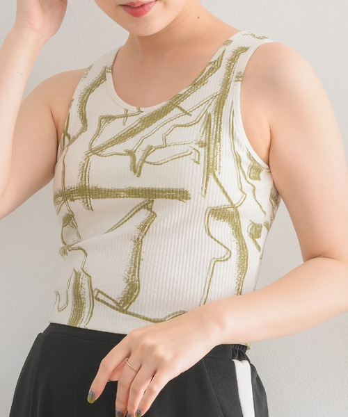 RETRO GIRL(レトロガール)の「柄テレコカップ付タンク(Tシャツ/カットソー・レディース・ブラウン系その他/ブルー系その他/グリーン系その他・FREE)」の4枚目の写真