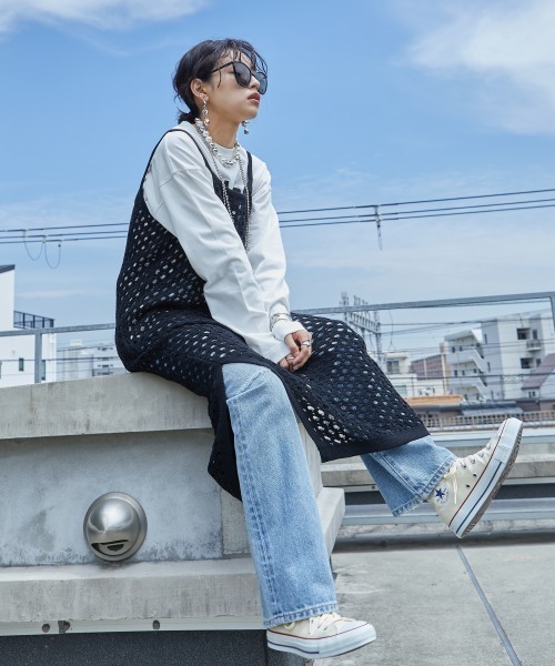 GEVS.(ジェイヴィス)の「<大きいサイズ> メッシュ編ニット GEVS.(ジェイヴィス)の「<大きいサイズ> メッシュ編ニット