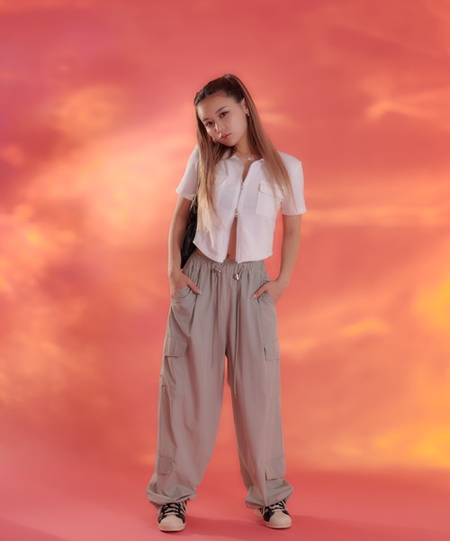 sedacle（セダクル）の「【SDG】zip up tops（Tシャツ/カットソー・レディース・オフホワイト/グレー/ブラック・FREE）」の6枚目の写真