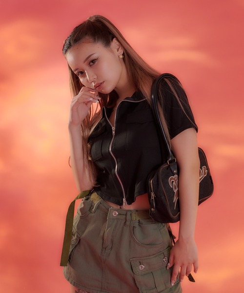 sedacle（セダクル）の「【SDG】zip up tops（Tシャツ/カットソー・レディース・オフホワイト/グレー/ブラック・FREE）」の12枚目の写真
