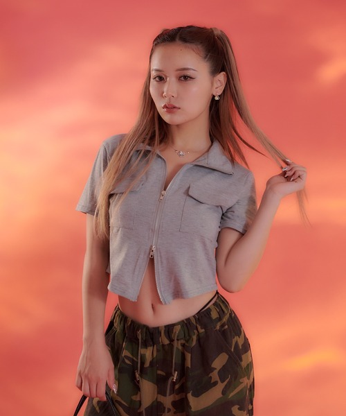 sedacle（セダクル）の「【SDG】zip up tops（Tシャツ/カットソー・レディース・オフホワイト/グレー/ブラック・FREE）」の17枚目の写真