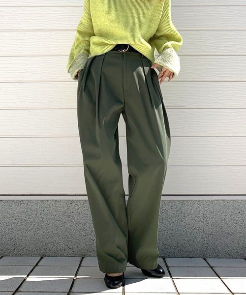 Q(キュー)の「カーブワイドパンツ(その他パンツ・レディース・ブラック/オリーブ・MEDIUM)」の2枚目の写真