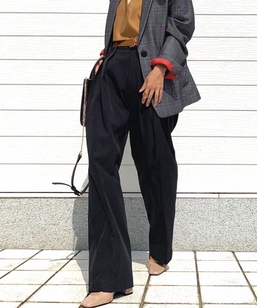 Q(キュー)の「カーブワイドパンツ(その他パンツ・レディース・ブラック/オリーブ・MEDIUM)」の1枚目の写真