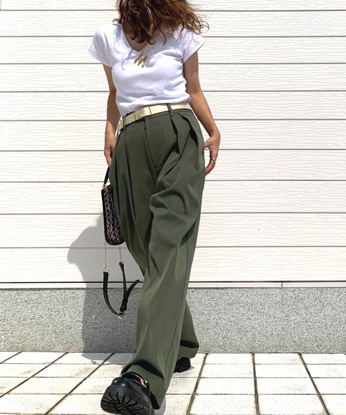 Q(キュー)の「カーブワイドパンツ(その他パンツ・レディース・ブラック/オリーブ・MEDIUM)」の15枚目の写真