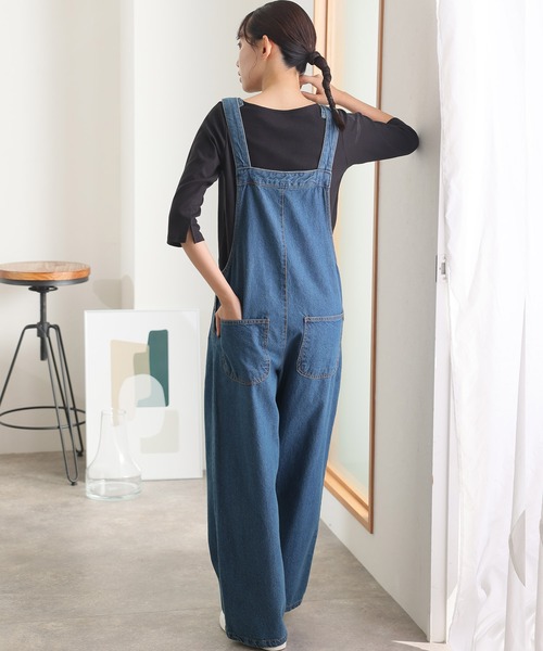 ElegChic(エレグシック)の「フロントダブルポケットデニムサロペット(サロペット/オーバーオール・レディース・ブルー/ワンウォッシュ・3L/4L/M/L/XL)」の8枚目の写真