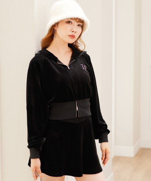 LIPSERVICE（リップサービス）の「インナーSPT付きベロアフレアスカート（スカート・レディース・ブラック/ベージュ/ピンク・S/M）」の6枚目の写真