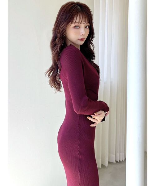 RESEXXY（リゼクシー）の「フロントクロスニットタイトワンピース（ワンピース・レディース・ブラック/ベージュ/ワイン・SMALL/MEDIUM）」の17枚目の写真