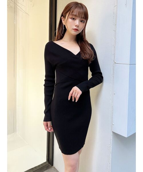 RESEXXY（リゼクシー）の「フロントクロスニットタイトワンピース（ワンピース・レディース・ブラック/ベージュ/ワイン・SMALL/MEDIUM）」の20枚目の写真