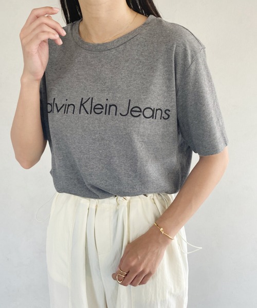 売れ筋商品|||カルバンクライン Tシャツ レディース トップス Print T-shirt - med grey heather ウィメンズ | Tシャツ | カルバン クライン 公式オンライン