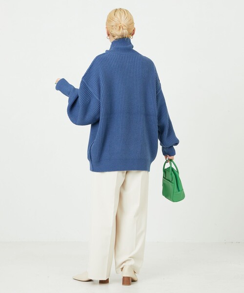 FREAK'S STORE（フリークスストア）の「限定展開　ビッグシルエット 片畦 タートルネック カラー ニット（ニット/セーター・レディース・パープル/グリーン/ピンク/オレンジ/ブルー/ブラック/グレー/ベージュ/ナチュラル・ﾌﾘ-）」の16枚目の写真