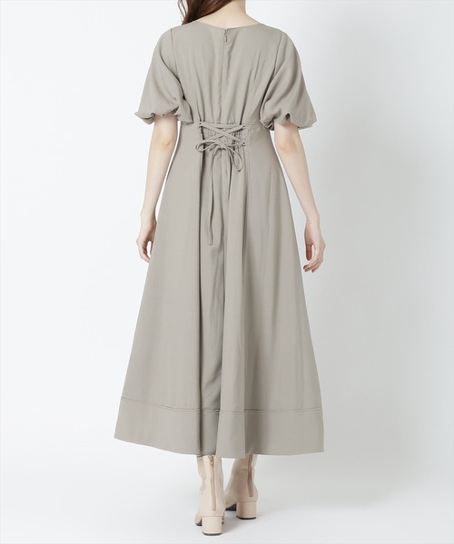 WILLSELECTION（ウィルセレクション）の「配色ステッチボリューム袖ワンピース（ワンピース・レディース・カーキ/ブラック/オレンジ・MEDIUM）」の12枚目の写真