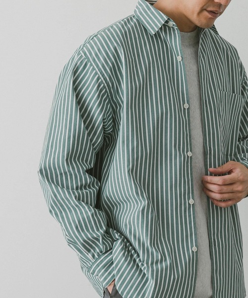 URBAN RESEARCH DOORS（アーバンリサーチドアーズ）の「『イージーケア』コットンタッチルーズストライプシャツ（シャツ/ブラウス・メンズ・ブラウン系その他/ブルー系その他/グリーン系その他・MEDIUM/LARGE）」の22枚目の写真