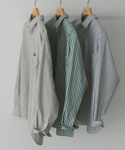 URBAN RESEARCH DOORS（アーバンリサーチドアーズ）の「『イージーケア』コットンタッチルーズストライプシャツ（シャツ/ブラウス・メンズ・ブラウン系その他/ブルー系その他/グリーン系その他・MEDIUM/LARGE）」の12枚目の写真