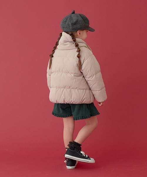 Lycee mine（リセマイン）の「【万能アウター】マフラー付きパフジャケット（ブルゾン・キッズ・サックスブルー/アイボリー/ベージュ/カーキ/ブラック/ピンク/マスタード・150cm/130cm/140cm/100cm/110cm/120cm）」の21枚目の写真