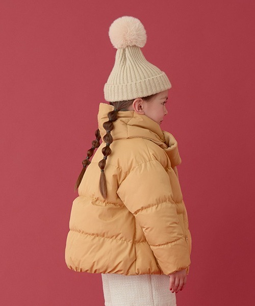 Lycee mine（リセマイン）の「【万能アウター】マフラー付きパフジャケット（ブルゾン・キッズ・サックスブルー/アイボリー/ベージュ/カーキ/ブラック/ピンク/マスタード・150cm/130cm/140cm/100cm/110cm/120cm）」の22枚目の写真