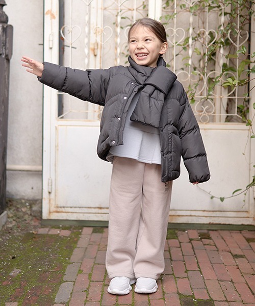 セール】【万能アウター】マフラー付きパフジャケット（ブルゾン