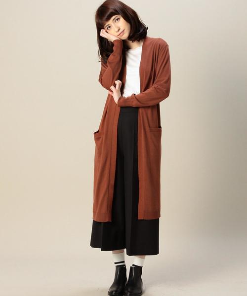 green label relaxing（グリーンレーベルリラクシング）の「KF HandWash C/N SUPER ロングカーディガン◆（カーディガン/ボレロ・レディース・ブラック/ブラウン/ベージュ・FREE）」の3枚目の写真