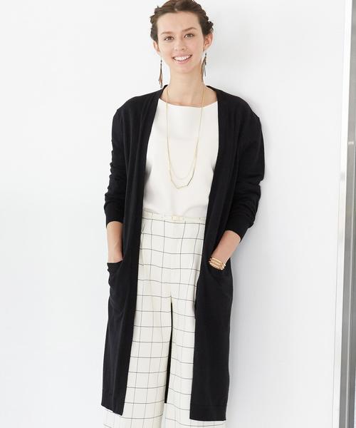 green label relaxing（グリーンレーベルリラクシング）の「KF HandWash C/N SUPER ロングカーディガン◆（カーディガン/ボレロ・レディース・ブラック/ブラウン/ベージュ・FREE）」の2枚目の写真