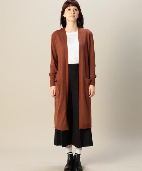 green label relaxing（グリーンレーベルリラクシング）の「KF HandWash C/N SUPER ロングカーディガン◆（カーディガン/ボレロ・レディース・ブラック/ブラウン/ベージュ・FREE）」の14枚目の写真