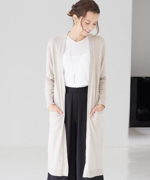 green label relaxing（グリーンレーベルリラクシング）の「KF HandWash C/N SUPER ロングカーディガン◆（カーディガン/ボレロ・レディース・ブラック/ブラウン/ベージュ・FREE）」の16枚目の写真