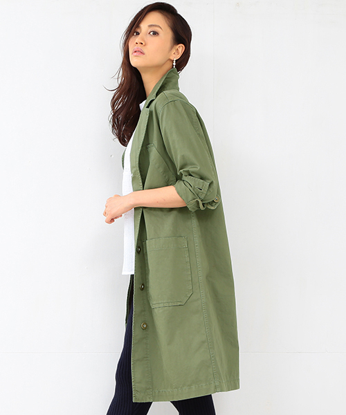 B:MING by BEAMS（ビーミングバイビームス）の「ビーミング by ビームス / ツイルショップコート（ミリタリージャケット・レディース・スミクロ/カーキ・MEDIUM/SMALL）」の8枚目の写真