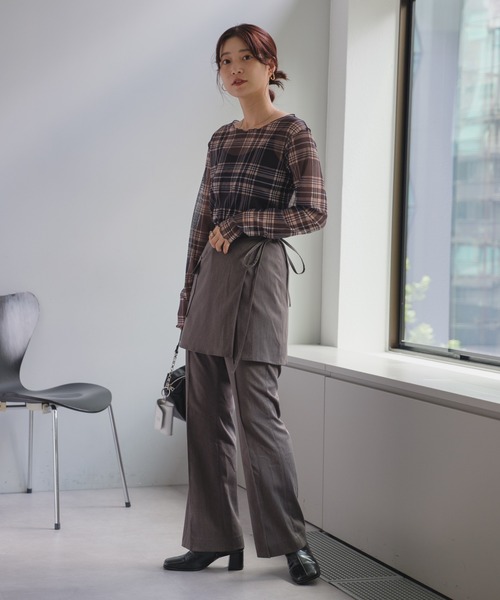 Kastane（カスタネ）の「【新色追加/4色展開】チェックシアープルオーバー（Tシャツ/カットソー・レディース・ブラック/サックスブルー/グレー/オフホワイト・FREE）」の15枚目の写真