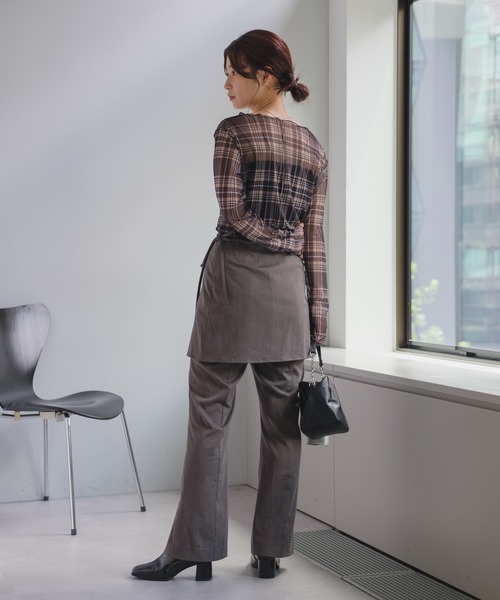 Kastane（カスタネ）の「【新色追加/4色展開】チェックシアープルオーバー（Tシャツ/カットソー・レディース・ブラック/サックスブルー/グレー/オフホワイト・FREE）」の16枚目の写真