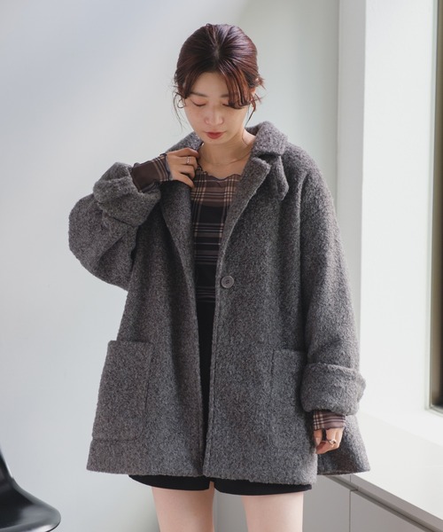 Kastane（カスタネ）の「【新色追加/4色展開】チェックシアープルオーバー（Tシャツ/カットソー・レディース・ブラック/サックスブルー/グレー/オフホワイト・FREE）」の18枚目の写真