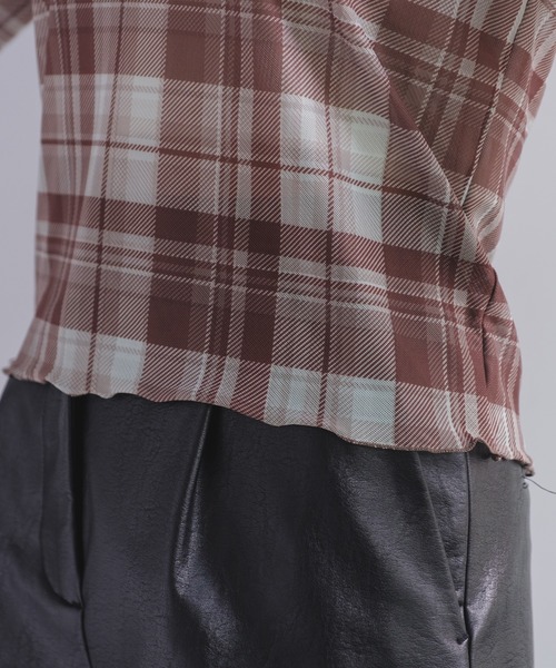 Kastane（カスタネ）の「【新色追加/4色展開】チェックシアープルオーバー（Tシャツ/カットソー・レディース・ブラック/サックスブルー/グレー/オフホワイト・FREE）」の10枚目の写真