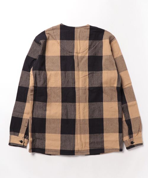 go slow caravan(ゴースローキャラバン)の「ALCARZA/アルカルザ HEAVY FLANNEL NO COLLAR JACKET(ノーカラージャケット・メンズ・チェック/アイボリー/ネイビー/その他2・X-LARGE/LARGE/MEDIUM)」の5枚目の写真