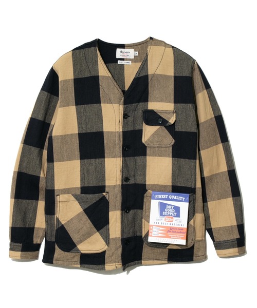 go slow caravan(ゴースローキャラバン)の「ALCARZA/アルカルザ HEAVY FLANNEL NO COLLAR JACKET(ノーカラージャケット・メンズ・チェック/アイボリー/ネイビー/その他2・X-LARGE/LARGE/MEDIUM)」の3枚目の写真