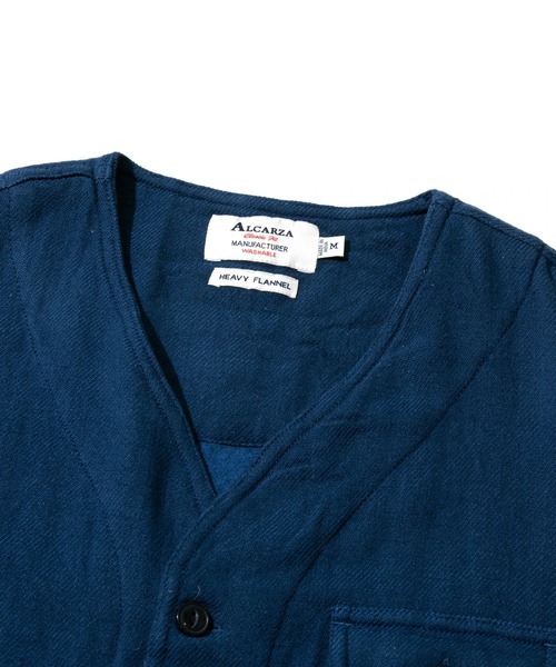 go slow caravan(ゴースローキャラバン)の「ALCARZA/アルカルザ HEAVY FLANNEL NO COLLAR JACKET(ノーカラージャケット・メンズ・チェック/アイボリー/ネイビー/その他2・X-LARGE/LARGE/MEDIUM)」の16枚目の写真