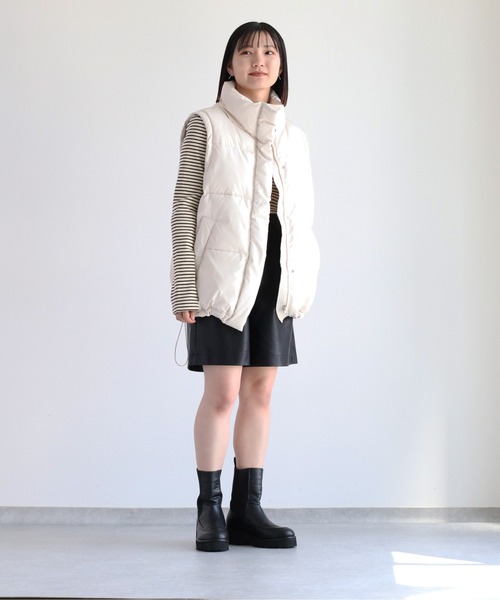 cepo（セポ）の「エアコンダウン ハイネックパデットベスト（ダウンベスト・レディース・ブラック/オフホワイト・M）」の13枚目の写真